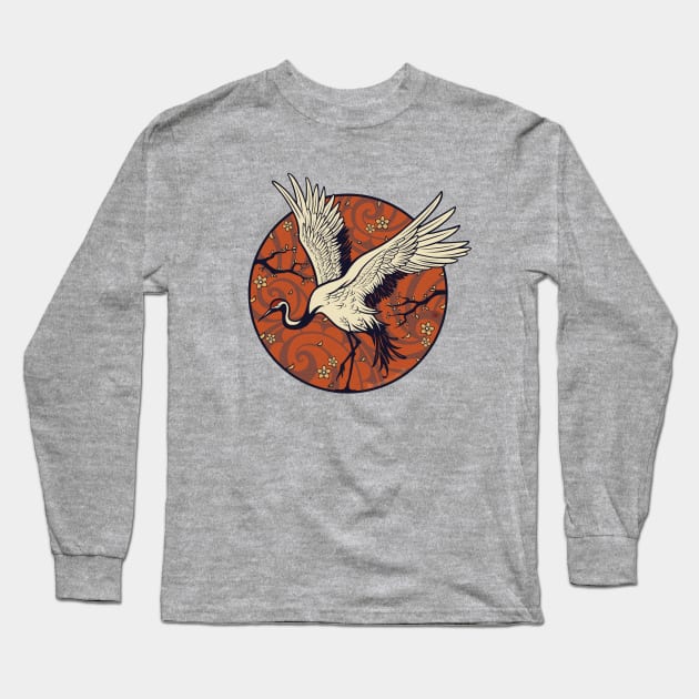 Crane Circle Long Sleeve T-Shirt by KucingKecil